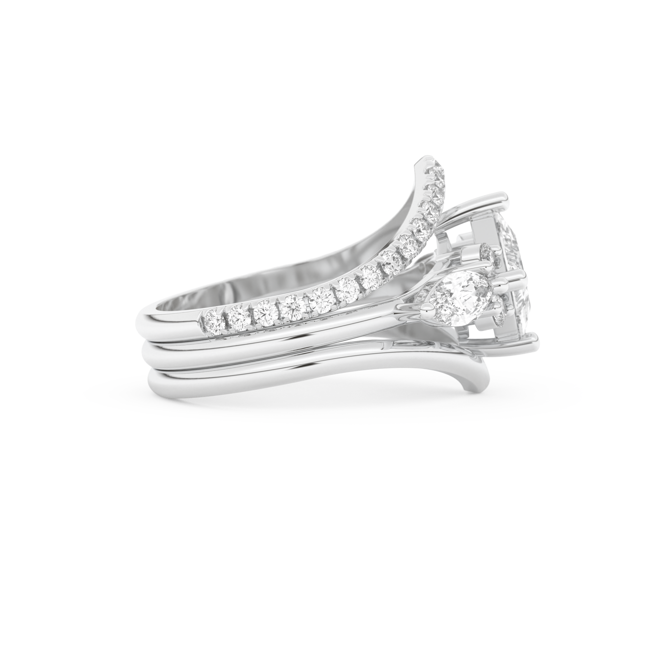 Princess Cut Moissanite Bridal Set with Cluster Settings  – 1.04 CT Center, 0.75 TCW Accents 2