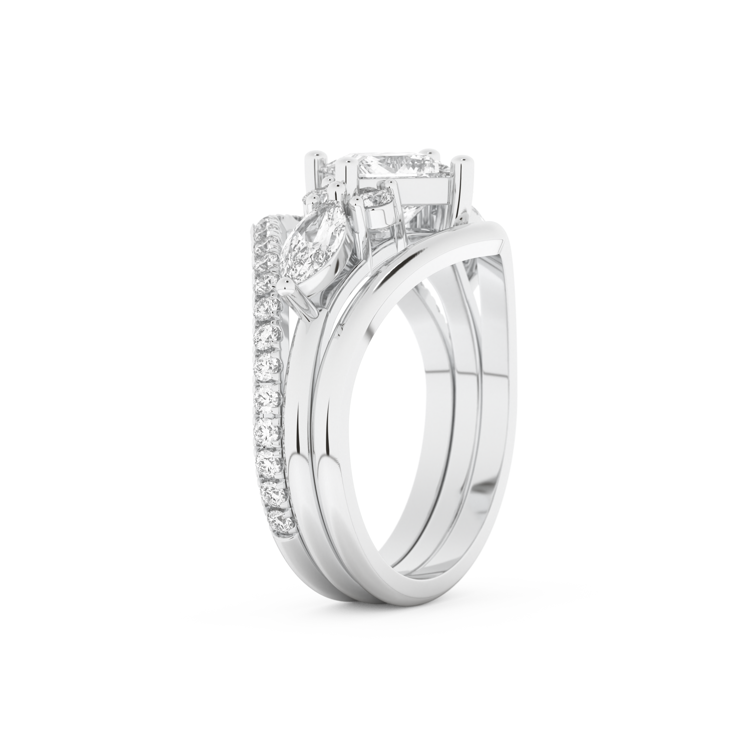 Princess Cut Moissanite Bridal Set with Cluster Settings  – 1.04 CT Center, 0.75 TCW Accents 6