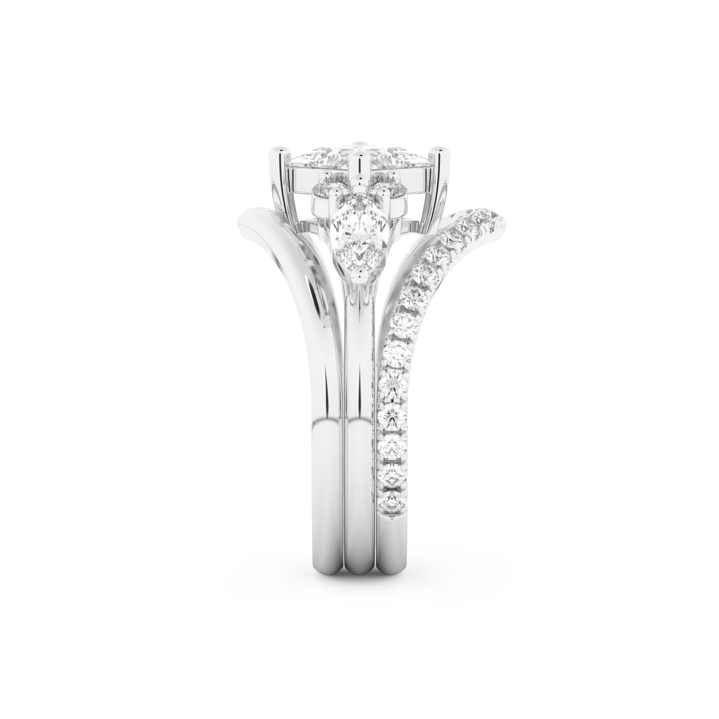 Princess Cut Moissanite Bridal Set with Cluster Settings  – 1.04 CT Center, 0.75 TCW Accents 4