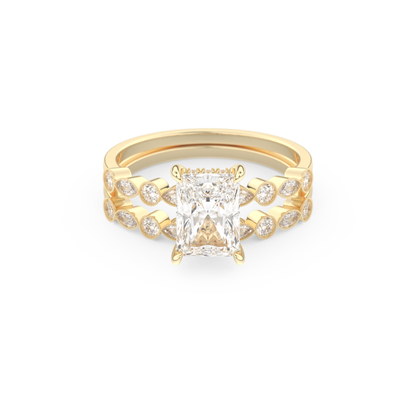 Radiant Cut Moissanite Bridal Set with Pave Settings– 1.56 CT Center, 0.53 TCW Accents