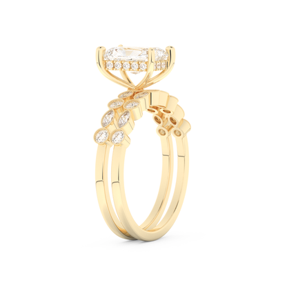 Radiant Cut Moissanite Bridal Set with Pave Settings– 1.56 CT Center, 0.53 TCW Accents
