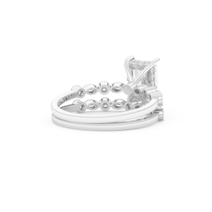 Radiant Cut Moissanite Bridal Set with Pave Settings– 1.56 CT Center, 0.53 TCW Accents