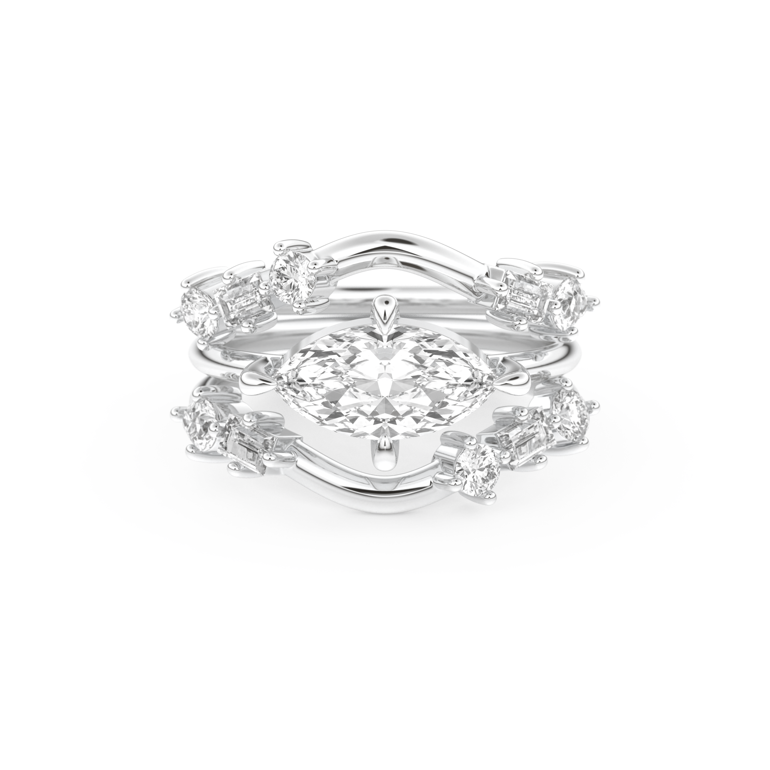 Marquise Cut Moissanite Bridal Set – 1.08 CT Center, 0.75 TCW Accents 1