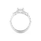 Round Cut Moissanite Bridal Set with Cluster Settings – 1.08 CT Center, 0.21 TCW Accents