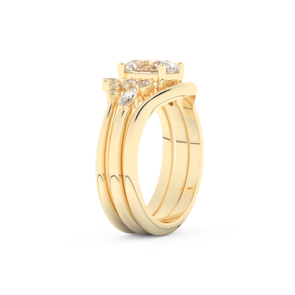Oval Cut Moissanite Bridal Set with Three Stone Settings – 1.18 CT Center, 0.32 TCW Accents