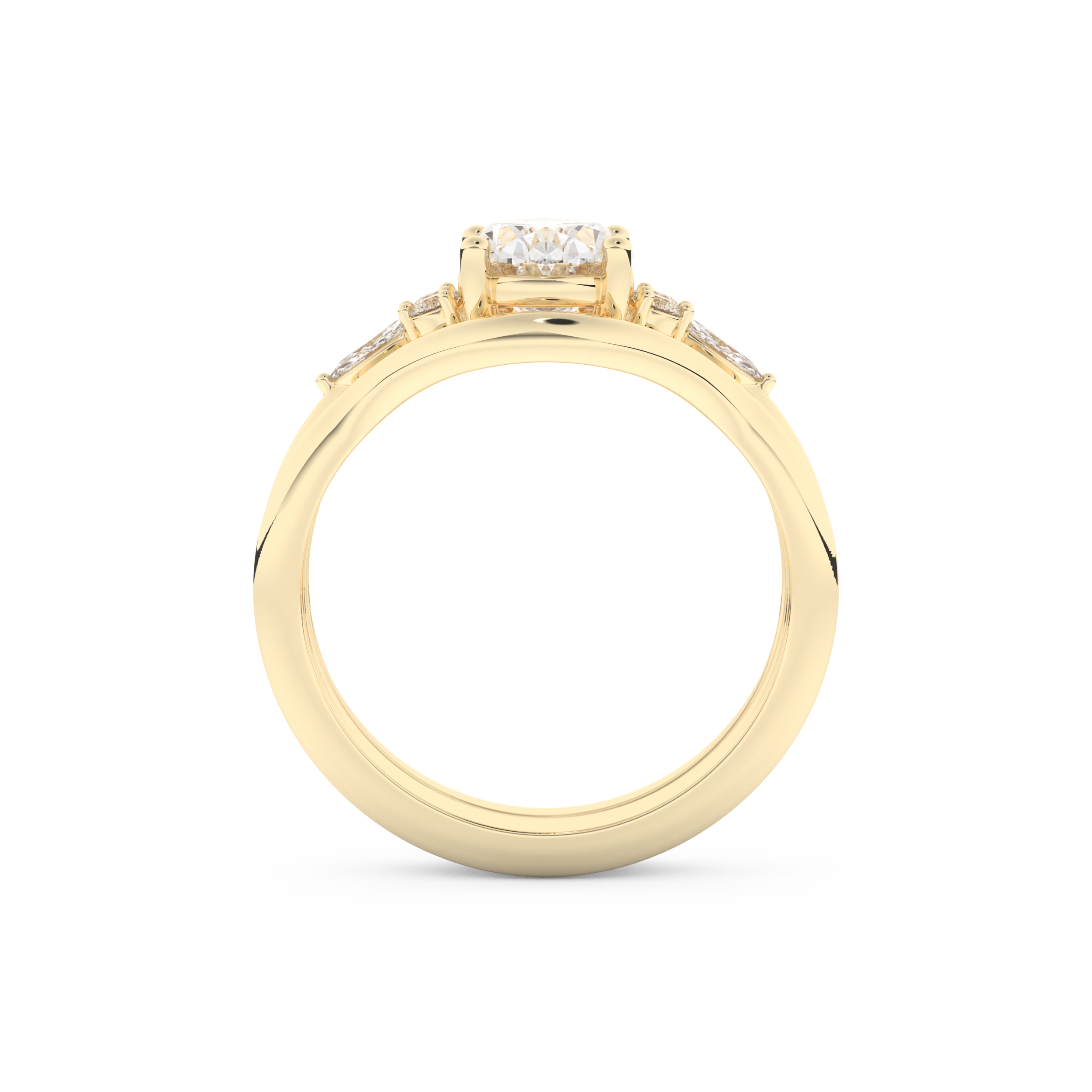 Oval Cut Moissanite Bridal Set with Three Stone Settings – 1.18 CT Center, 0.32 TCW Accents 11