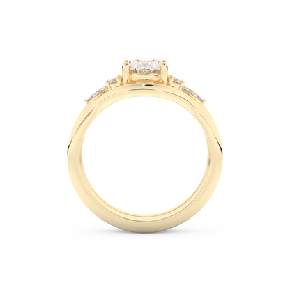 Oval Cut Moissanite Bridal Set with Three Stone Settings – 1.18 CT Center, 0.32 TCW Accents