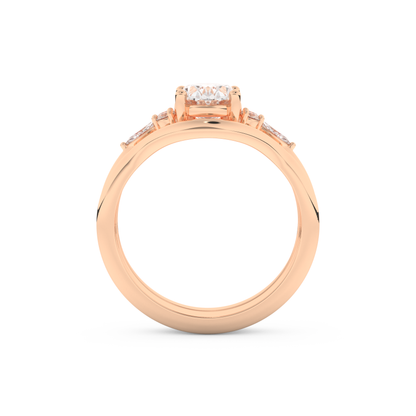 Oval Cut Moissanite Bridal Set with Three Stone Settings – 1.18 CT Center, 0.32 TCW Accents