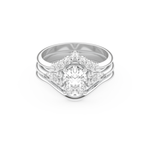 Oval Cut Moissanite Bridal Set with Three Stone Settings – 1.18 CT Center, 0.32 TCW Accents 1