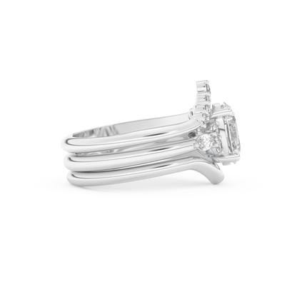 Oval Cut Moissanite Bridal Set with Three Stone Settings – 1.18 CT Center, 0.32 TCW Accents