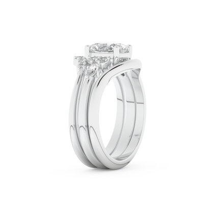 Oval Cut Moissanite Bridal Set with Three Stone Settings – 1.18 CT Center, 0.32 TCW Accents