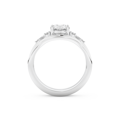 Oval Cut Moissanite Bridal Set with Three Stone Settings – 1.18 CT Center, 0.32 TCW Accents