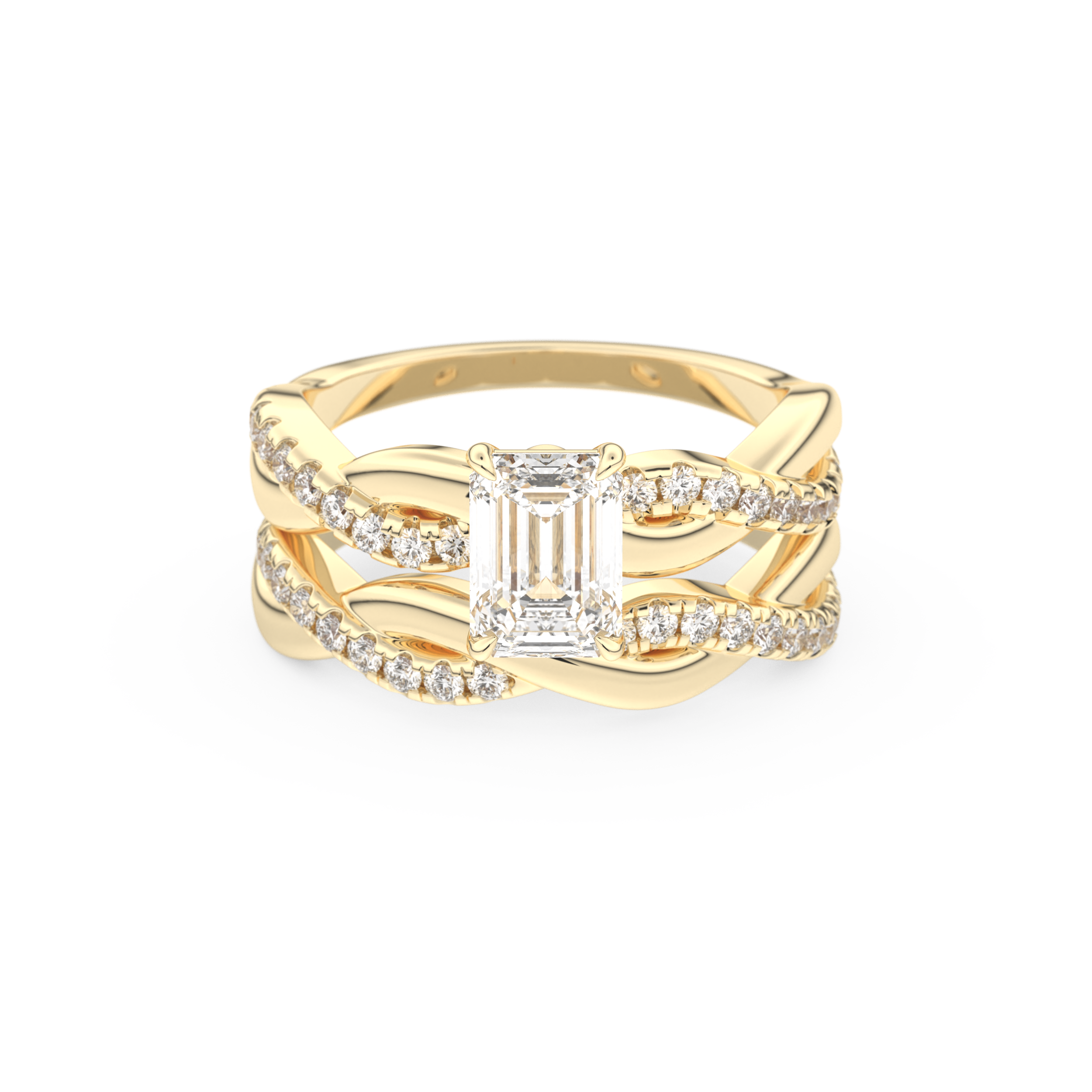 Emerald Cut Moissanite Bridal Set with Twisted Shank Settings – 1.02 CT Center, 0.43 TCW Accents 7