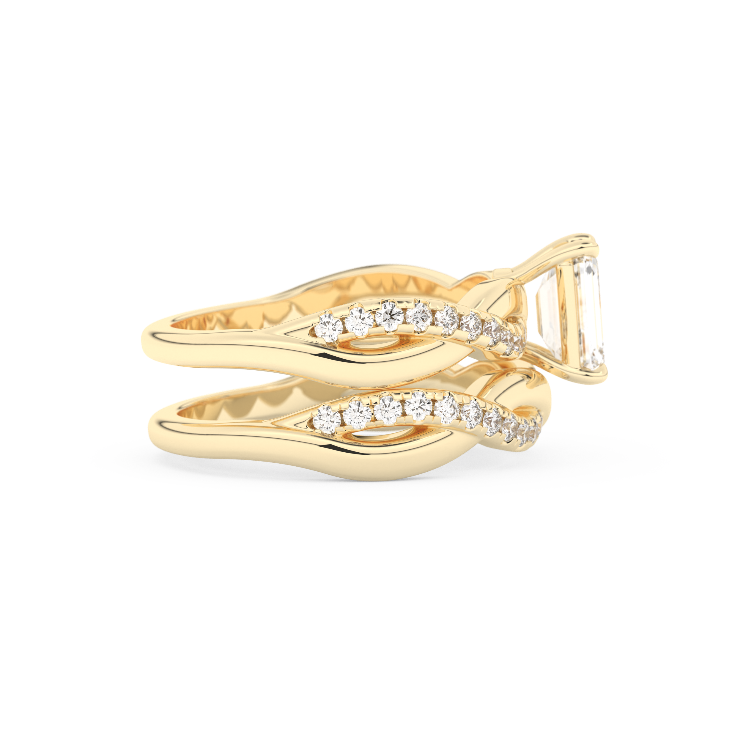 Emerald Cut Moissanite Bridal Set with Twisted Shank Settings – 1.02 CT Center, 0.43 TCW Accents 8