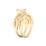 Emerald Cut Moissanite Bridal Set with Twisted Shank Settings – 1.02 CT Center, 0.43 TCW Accents 10