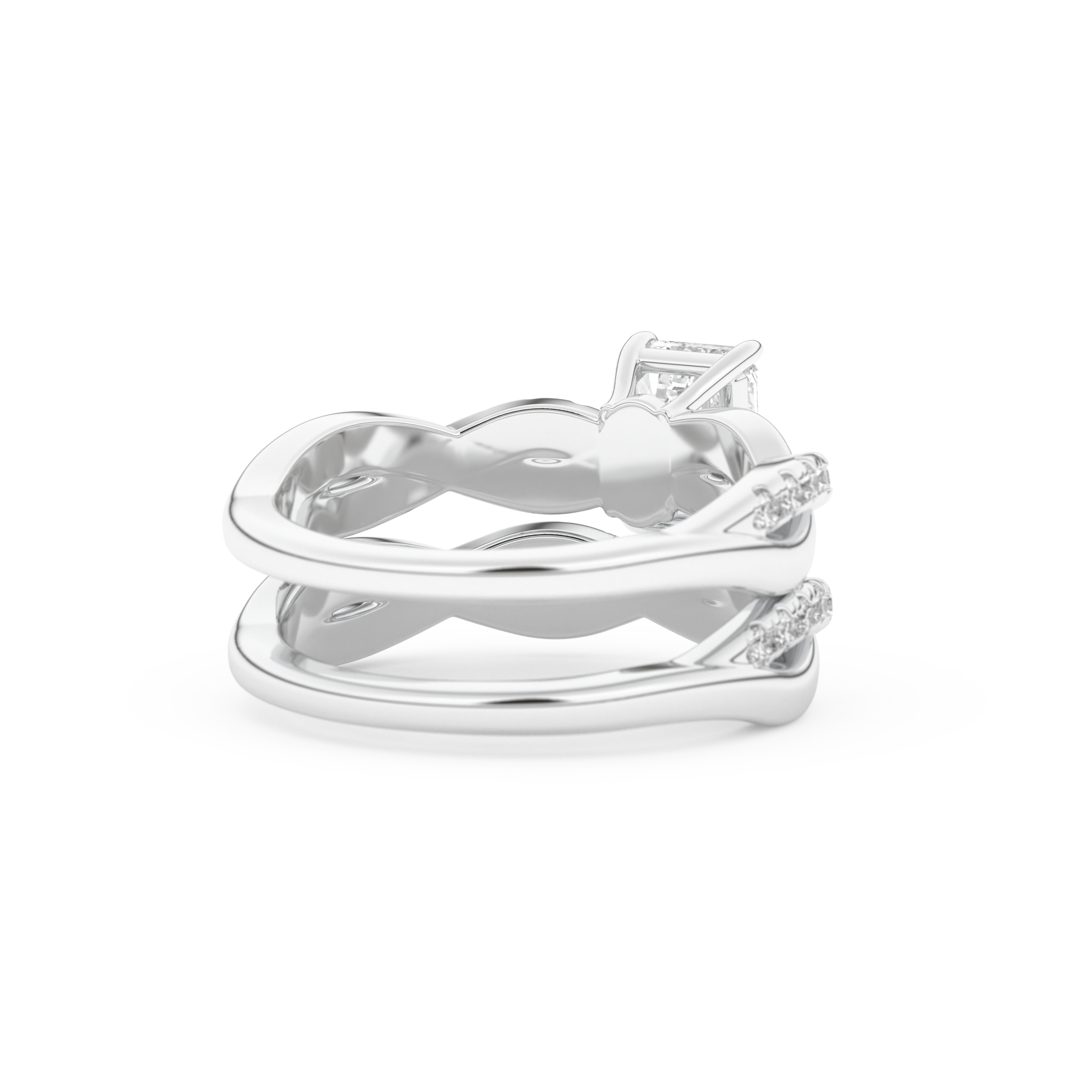 Emerald Cut Moissanite Bridal Set with Twisted Shank Settings – 1.02 CT Center, 0.43 TCW Accents 3