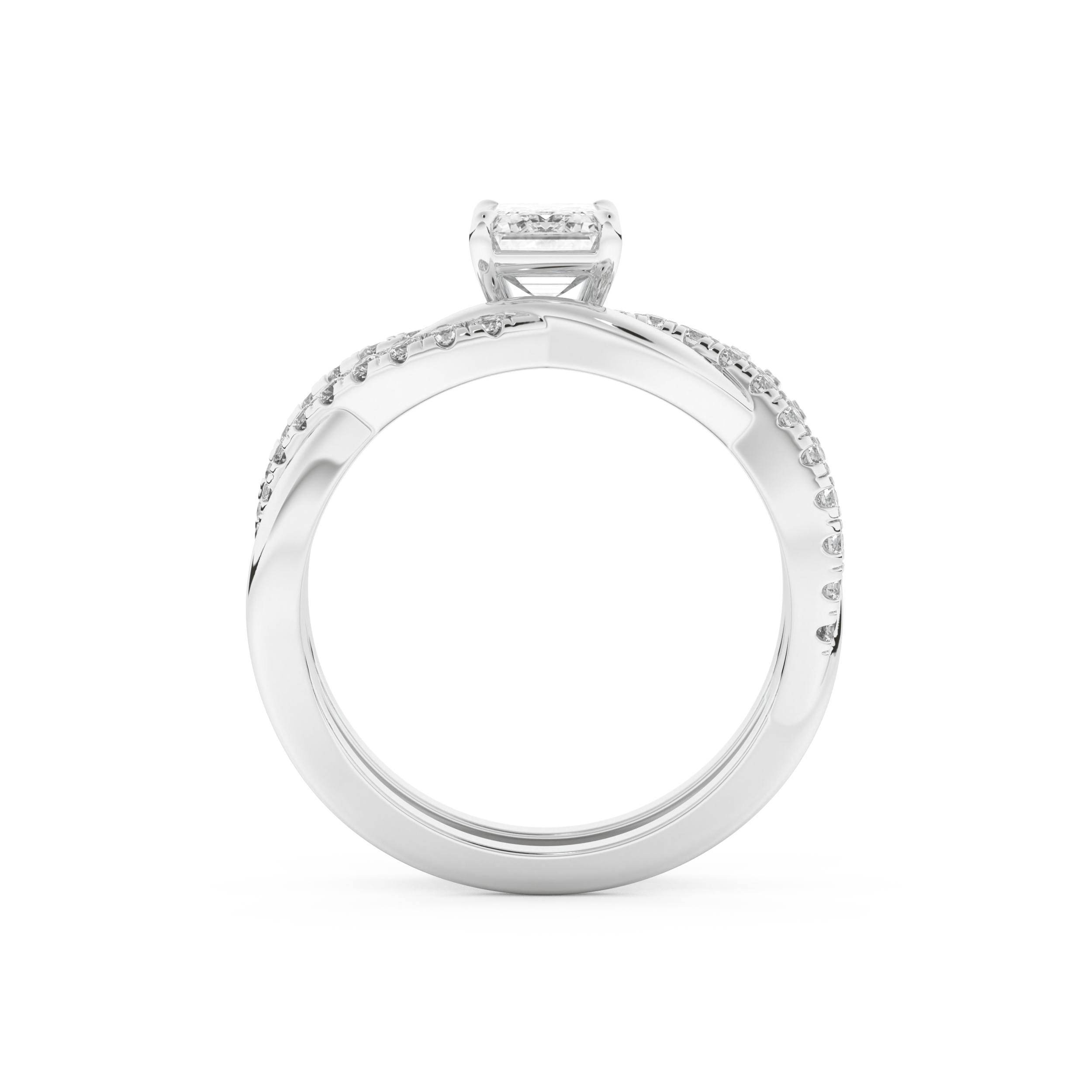 Emerald Cut Moissanite Bridal Set with Twisted Shank Settings – 1.02 CT Center, 0.43 TCW Accents 5