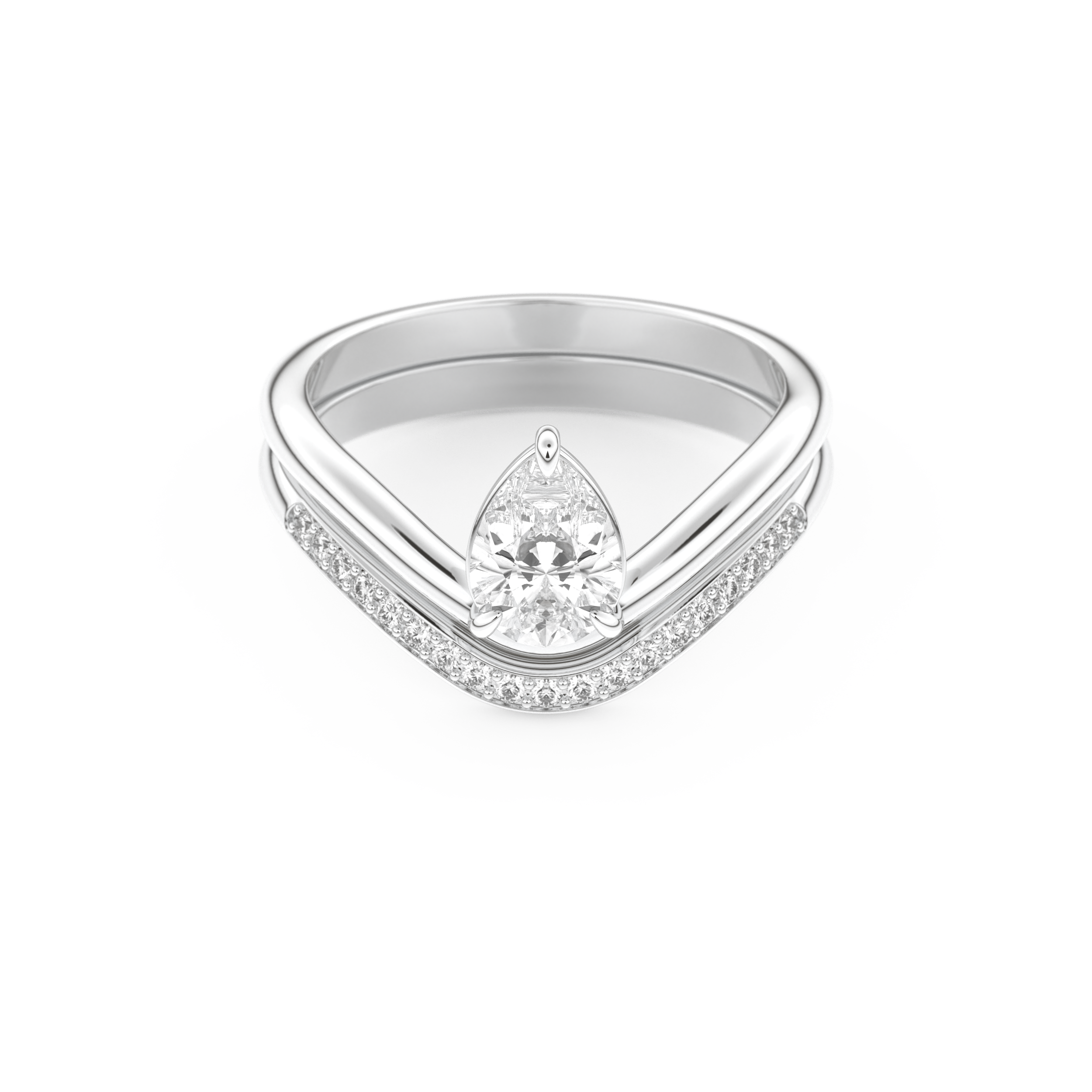 Pear Cut Moissanite Bridal Set with Solitaire Settings – 0.65 CT Center, 0.09 TCW Accents 1