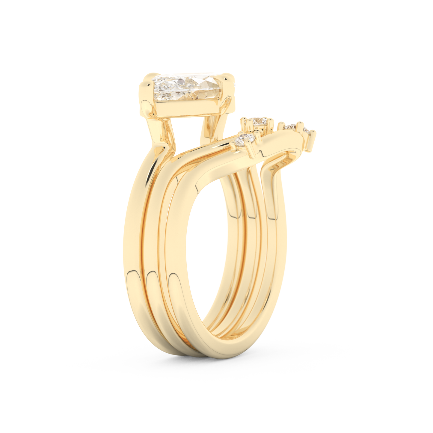 Marquise Cut Moissanite Bridal Set with Solitaire Settings  – 2.24 CT Center, 0.13 TCW Accents