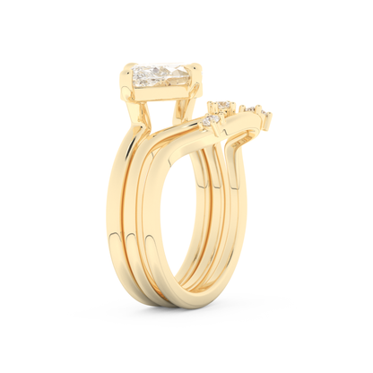 Marquise Cut Moissanite Bridal Set with Solitaire Settings  – 2.24 CT Center, 0.13 TCW Accents