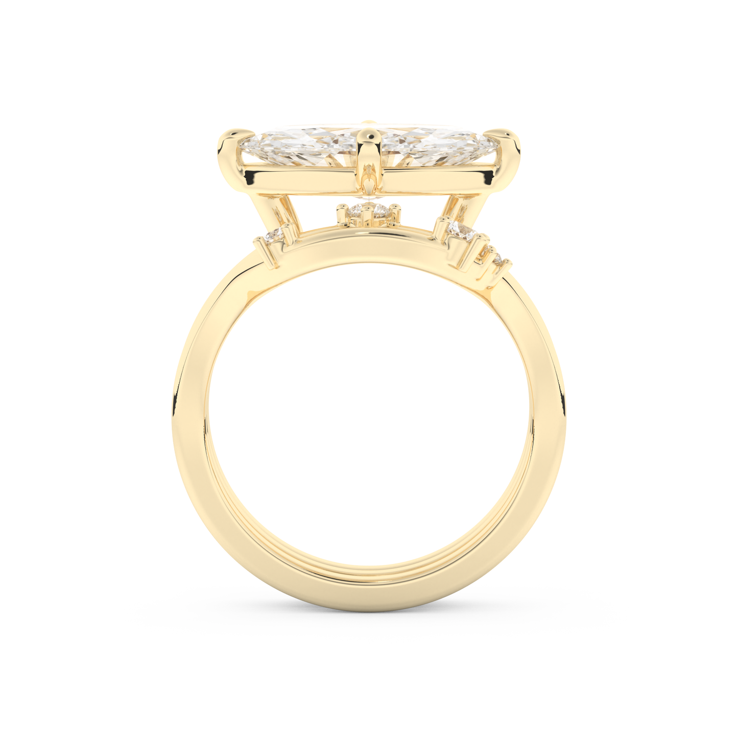 Marquise Cut Moissanite Bridal Set with Solitaire Settings  – 2.24 CT Center, 0.13 TCW Accents