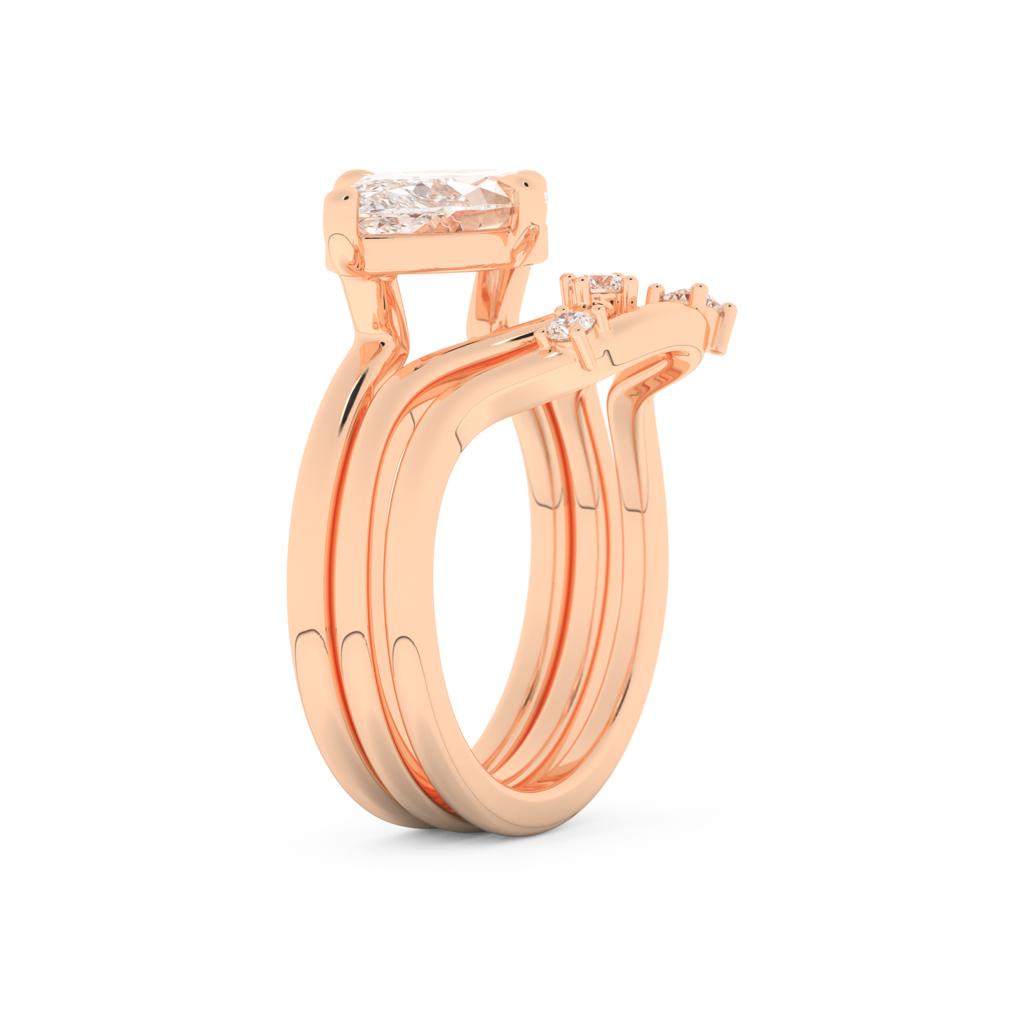 Marquise Cut Moissanite Bridal Set with Solitaire Settings  – 2.24 CT Center, 0.13 TCW Accents