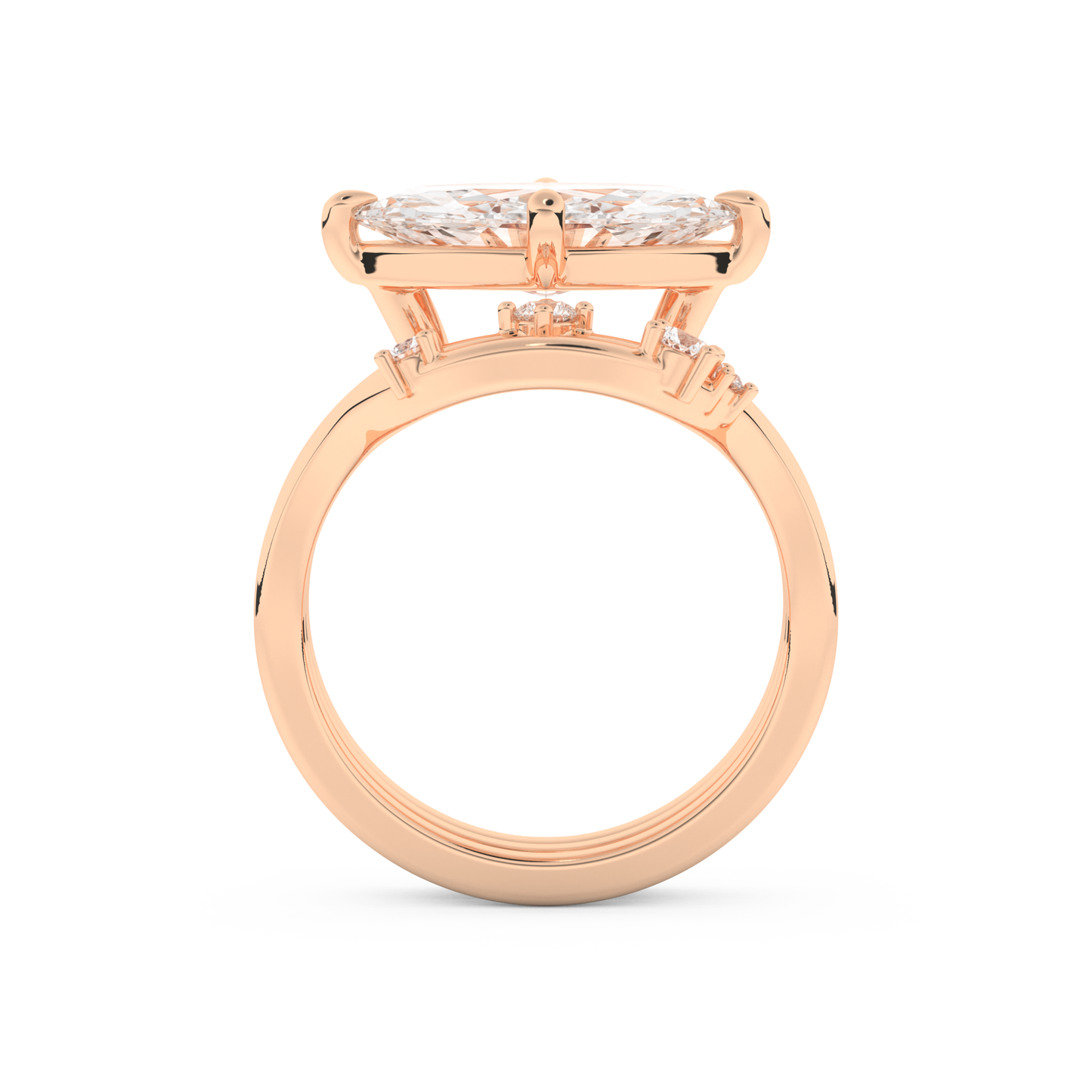 Marquise Cut Moissanite Bridal Set with Solitaire Settings  – 2.24 CT Center, 0.13 TCW Accents