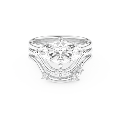 Marquise Cut Moissanite Bridal Set with Solitaire Settings  – 2.24 CT Center, 0.13 TCW Accents
