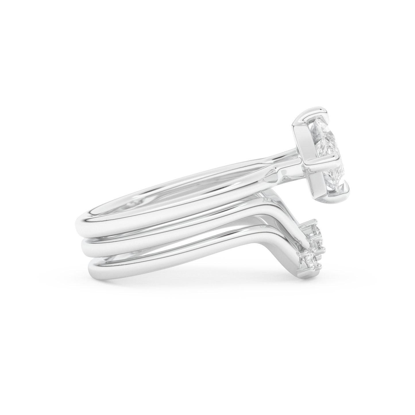 Marquise Cut Moissanite Bridal Set with Solitaire Settings  – 2.24 CT Center, 0.13 TCW Accents