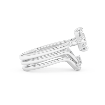 Marquise Cut Moissanite Bridal Set with Solitaire Settings  – 2.24 CT Center, 0.13 TCW Accents