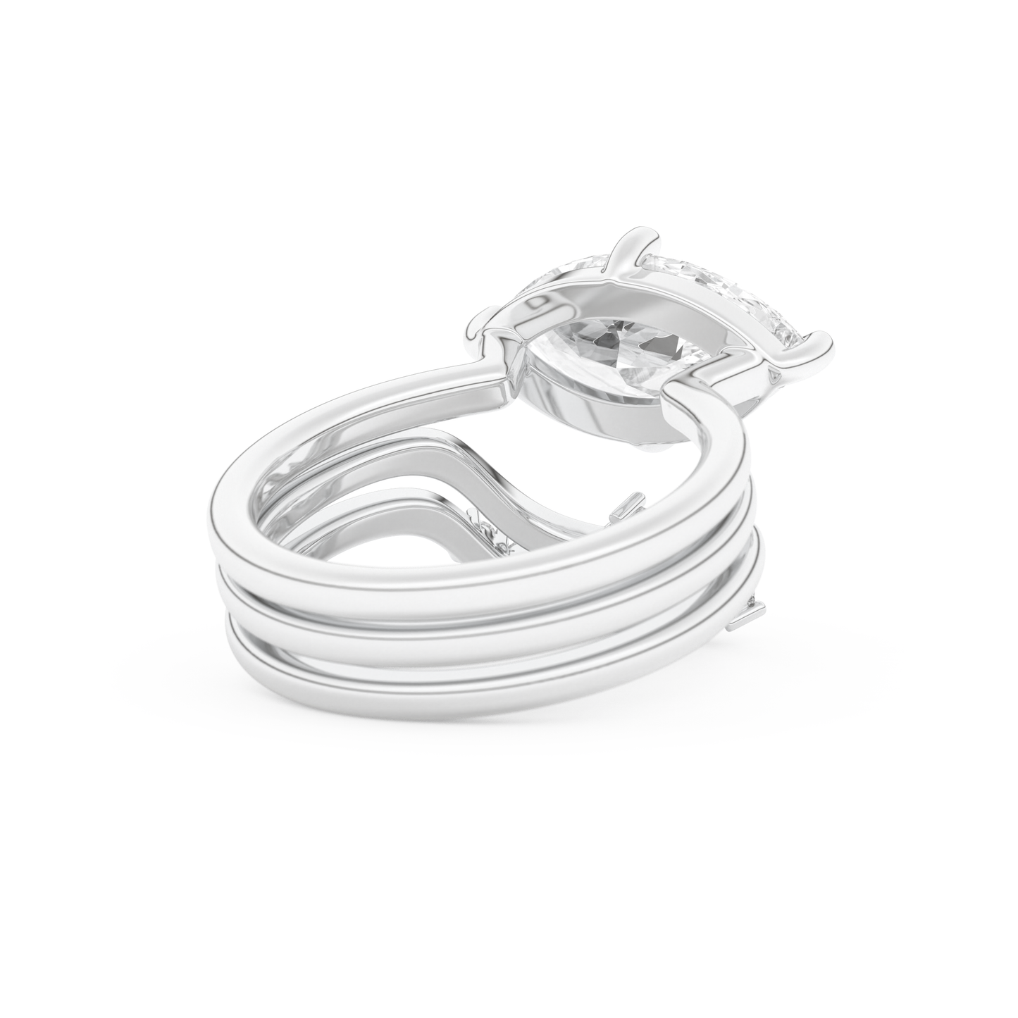 Marquise Cut Moissanite Bridal Set with Solitaire Settings  – 2.24 CT Center, 0.13 TCW Accents