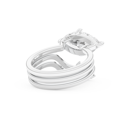 Marquise Cut Moissanite Bridal Set with Solitaire Settings  – 2.24 CT Center, 0.13 TCW Accents