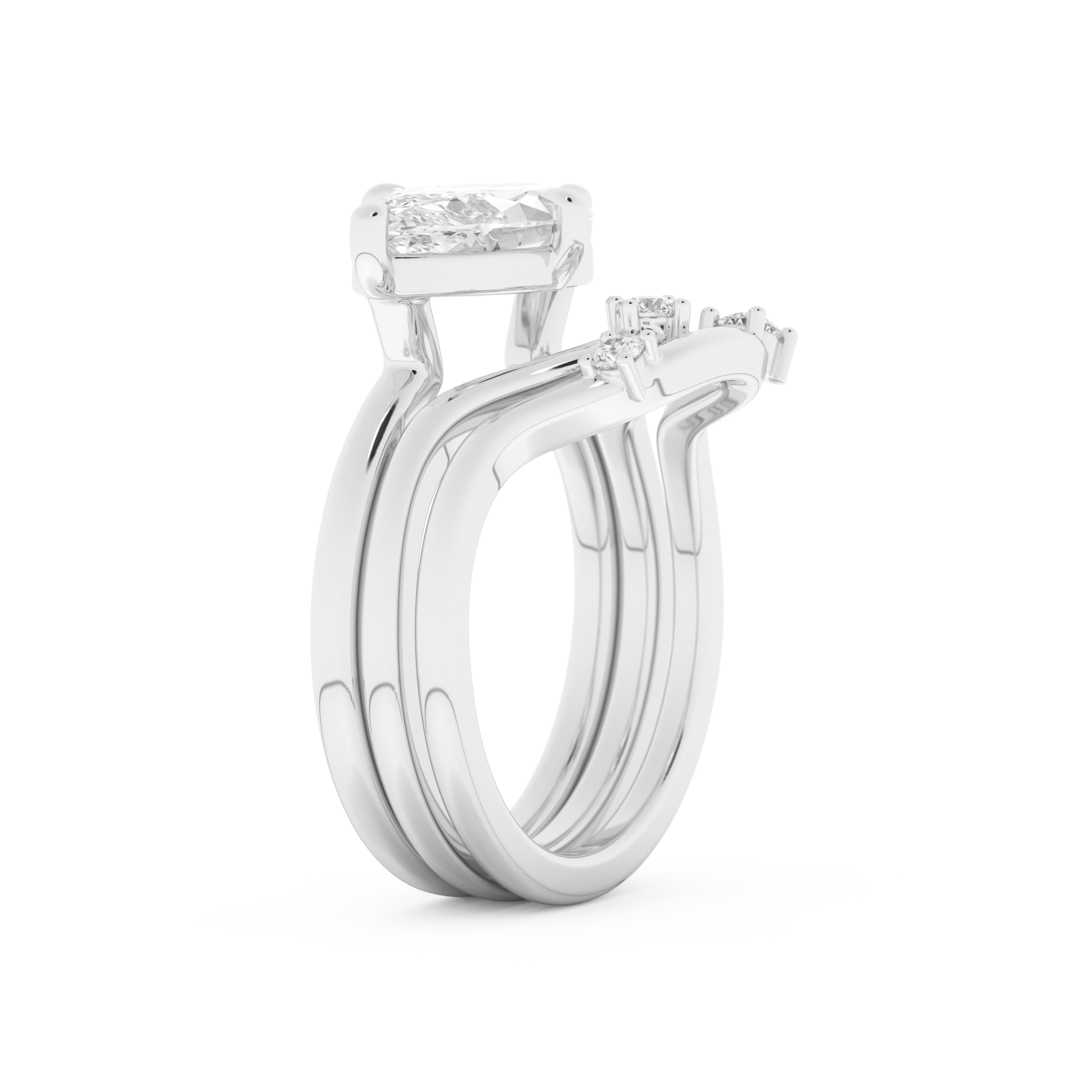 Marquise Cut Moissanite Bridal Set with Solitaire Settings  – 2.24 CT Center, 0.13 TCW Accents 6