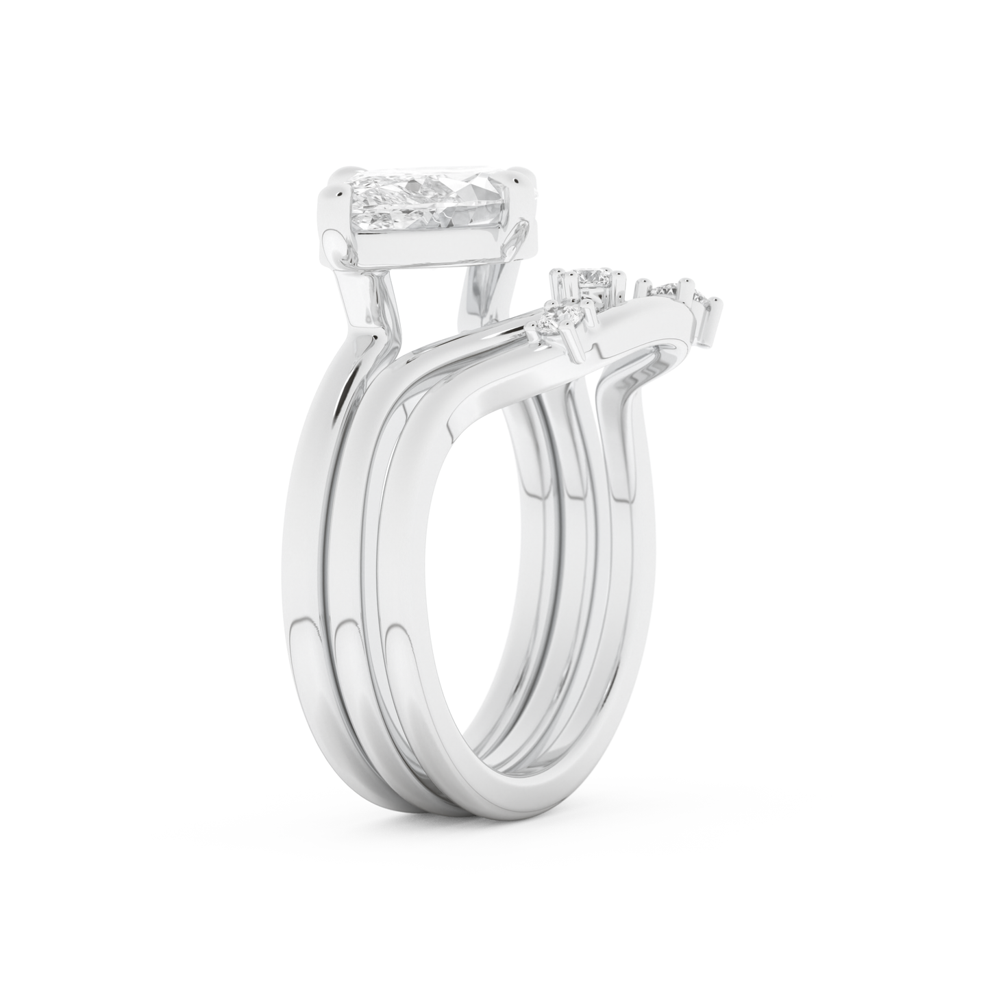 Marquise Cut Moissanite Bridal Set with Solitaire Settings  – 2.24 CT Center, 0.13 TCW Accents