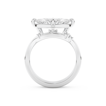 Marquise Cut Moissanite Bridal Set with Solitaire Settings  – 2.24 CT Center, 0.13 TCW Accents