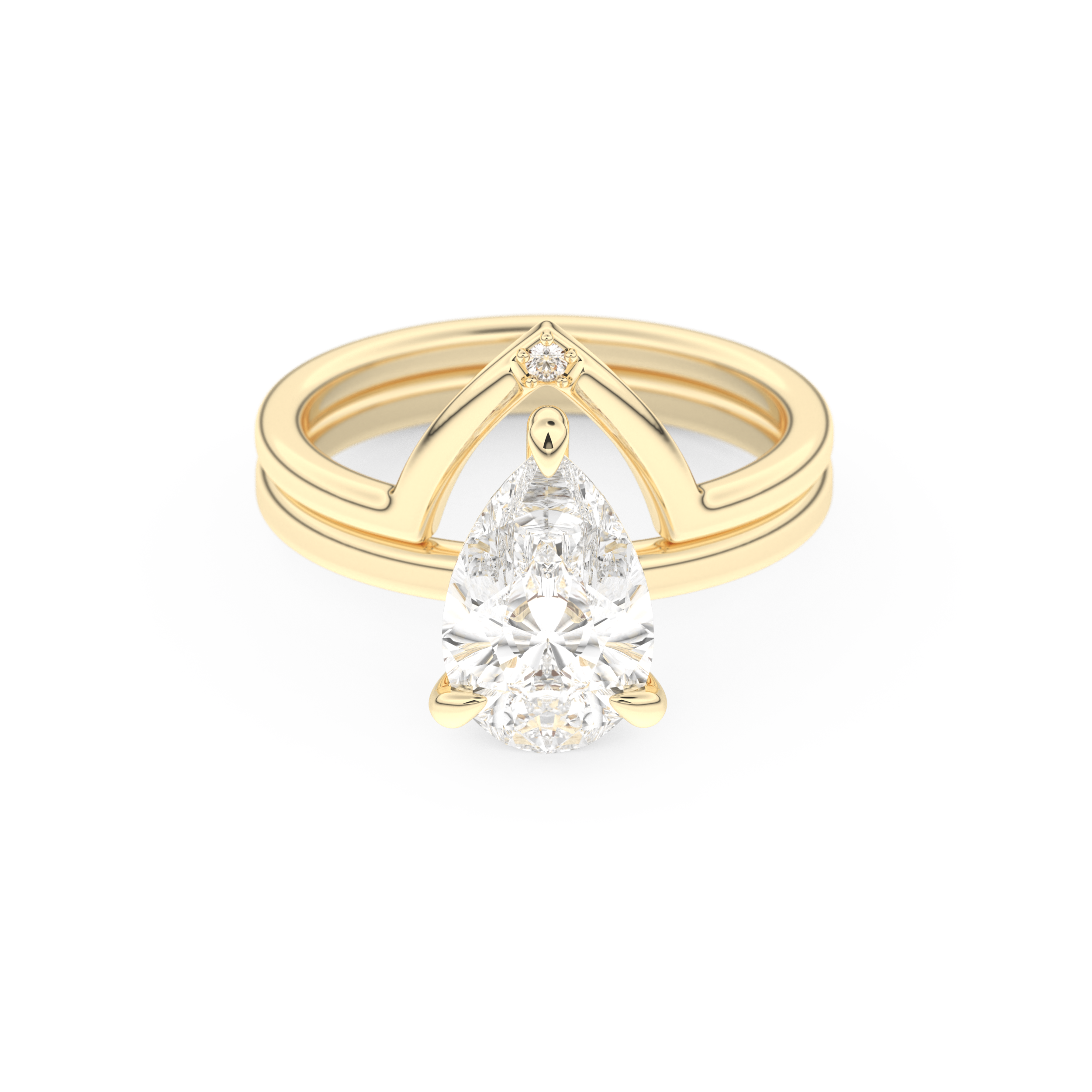 Pear Cut Moissanite Bridal Set with Solitaire Settings  – 1.99 CT Center, 0.01 TCW Accents 7