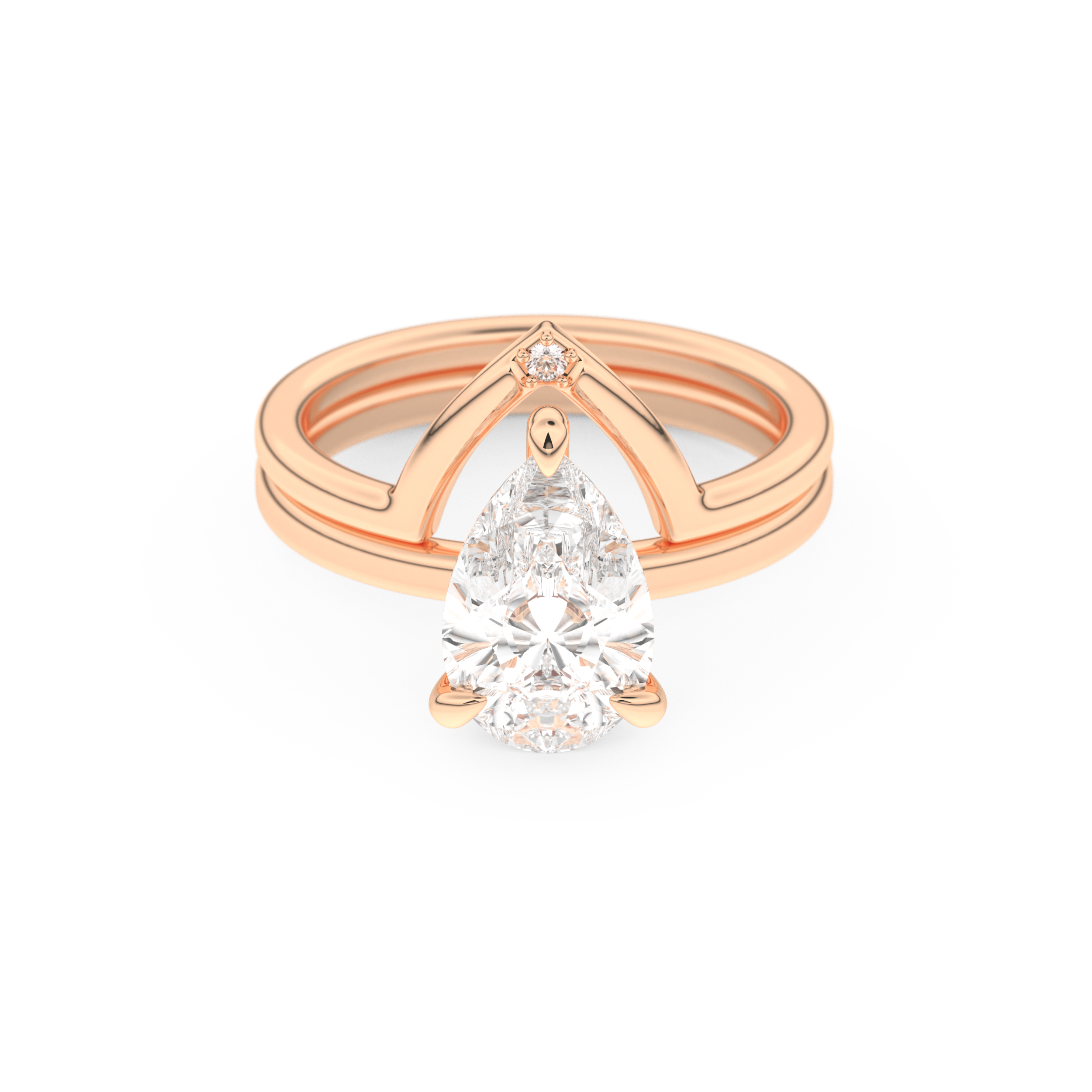 Pear Cut Moissanite Bridal Set with Solitaire Settings  – 1.99 CT Center, 0.01 TCW Accents 13