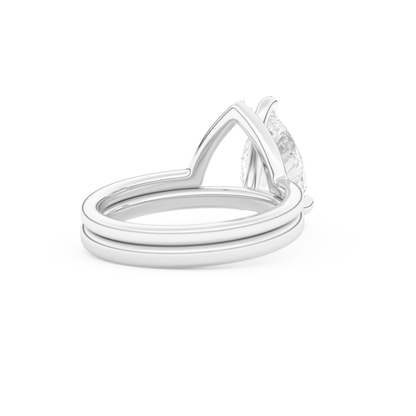 Pear Cut Moissanite Bridal Set with Solitaire Settings  – 1.99 CT Center, 0.01 TCW Accents