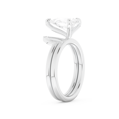 Pear Cut Moissanite Bridal Set with Solitaire Settings  – 1.99 CT Center, 0.01 TCW Accents
