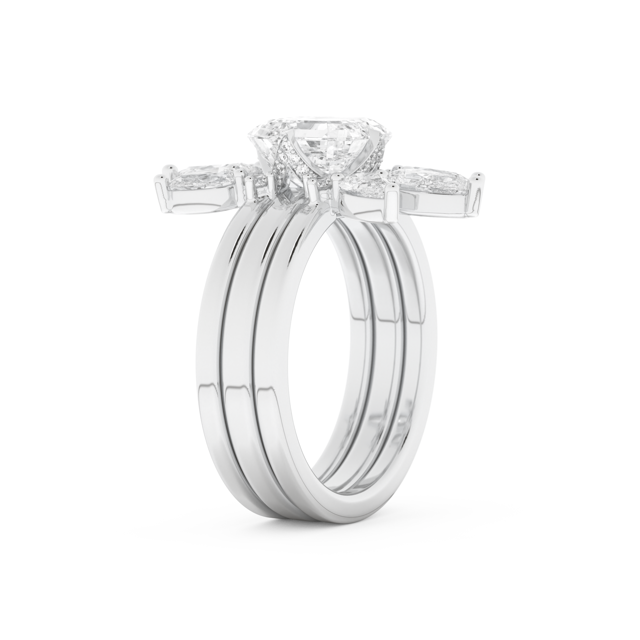 Emerald Square Cut Moissanite Bridal Set with Cluster Settings – 1.78 CT Center, 1.12 TCW Accents 6