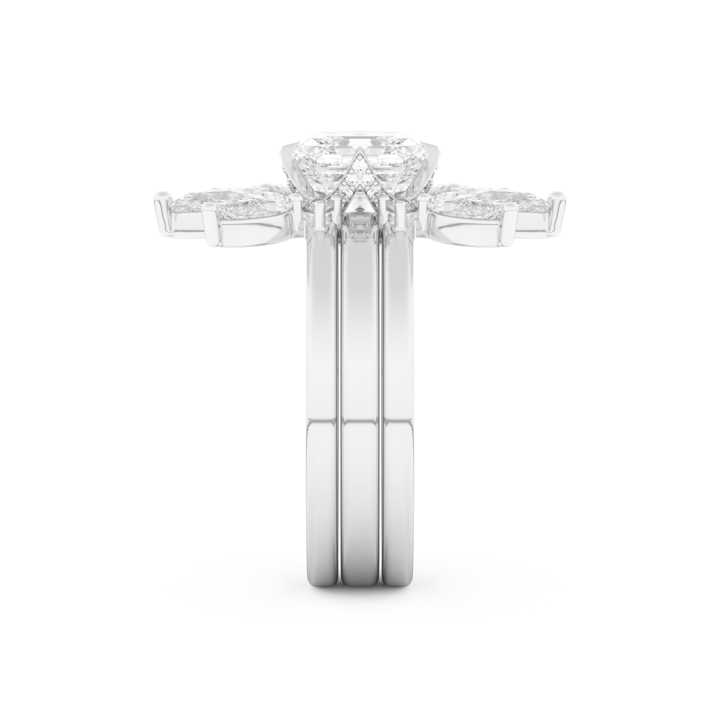 Emerald Square Cut Moissanite Bridal Set with Cluster Settings – 1.78 CT Center, 1.12 TCW Accents 5