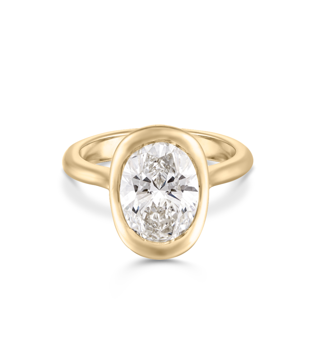 3.01 CT Oval Bezel Lab Grown Diamond Engagement Ring
