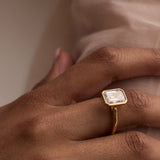 3.03 CT Emerald Bezel Lab Grown Diamond Engagement Ring