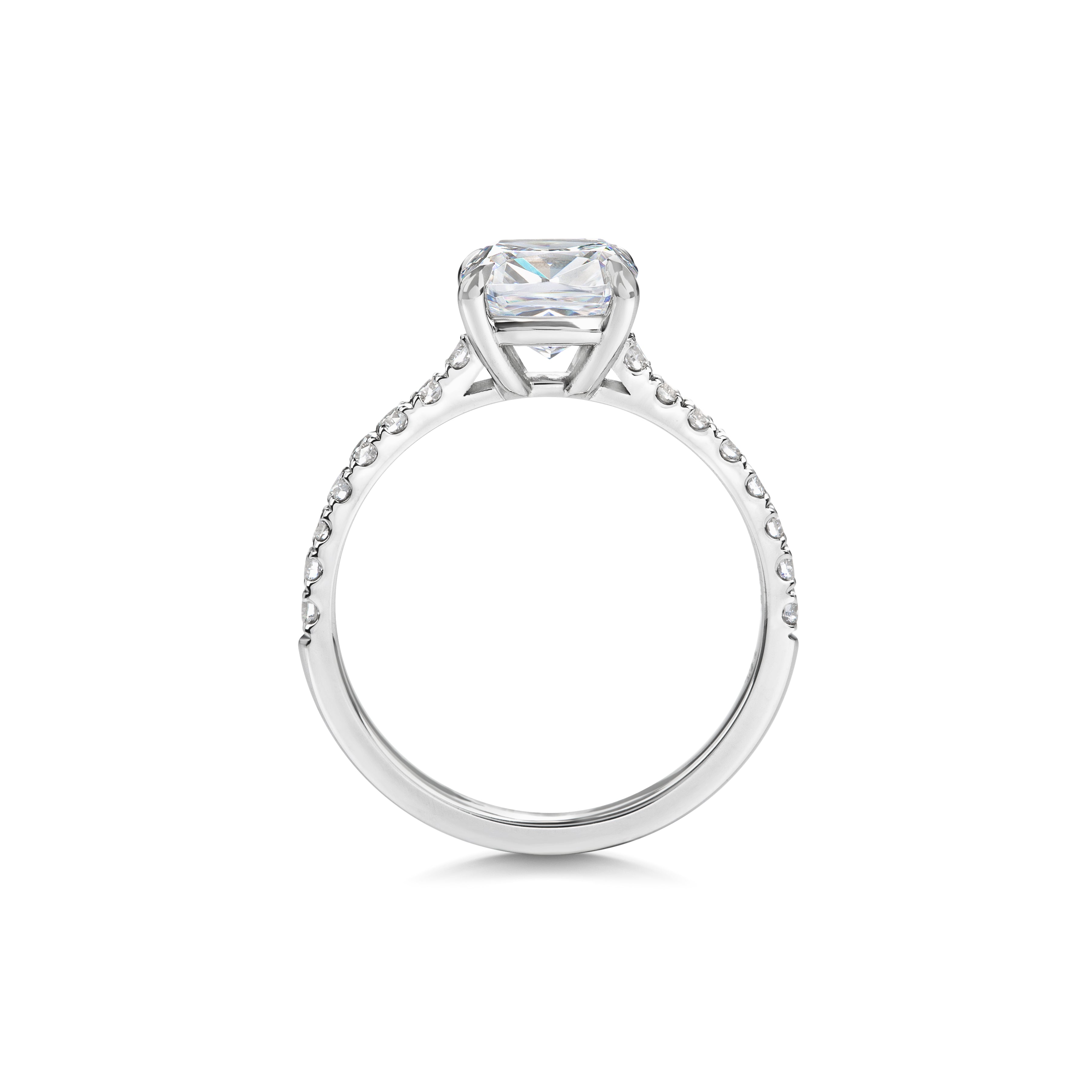 2 CT Cushion Cut Pave CVD F/VS1 Diamond Engagement Ring 4