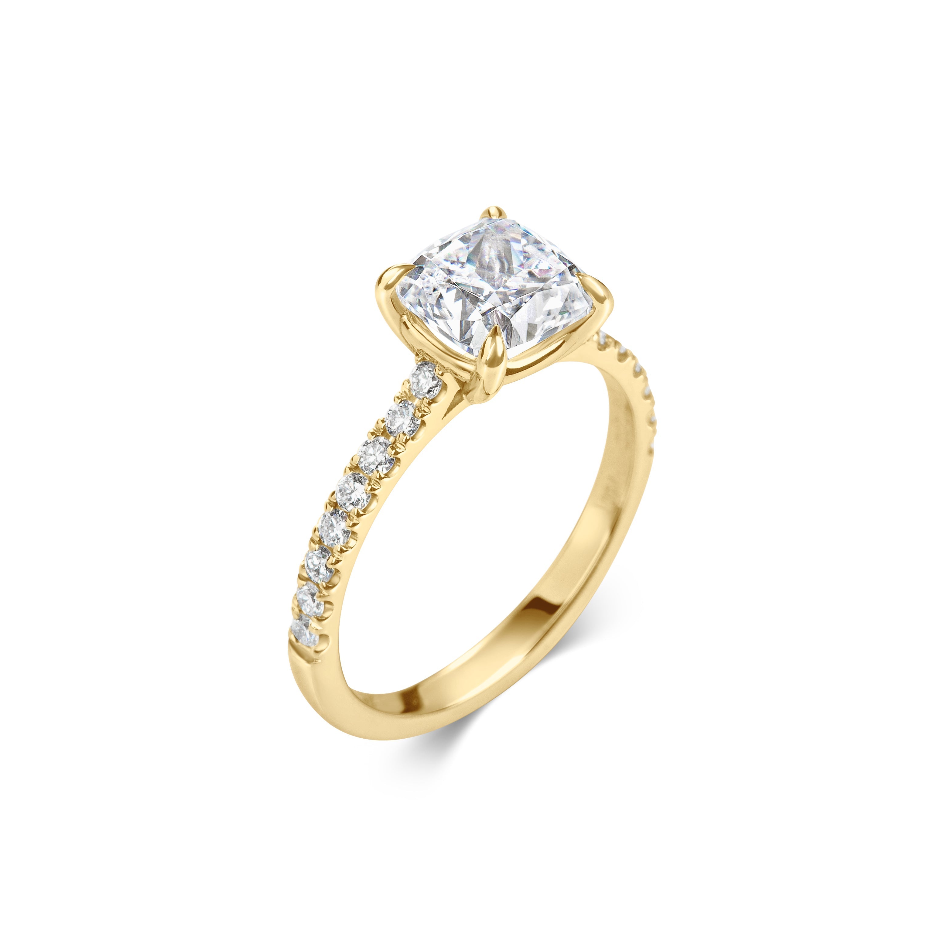 2 CT Cushion Cut Pave CVD F/VS1 Diamond Engagement Ring 6