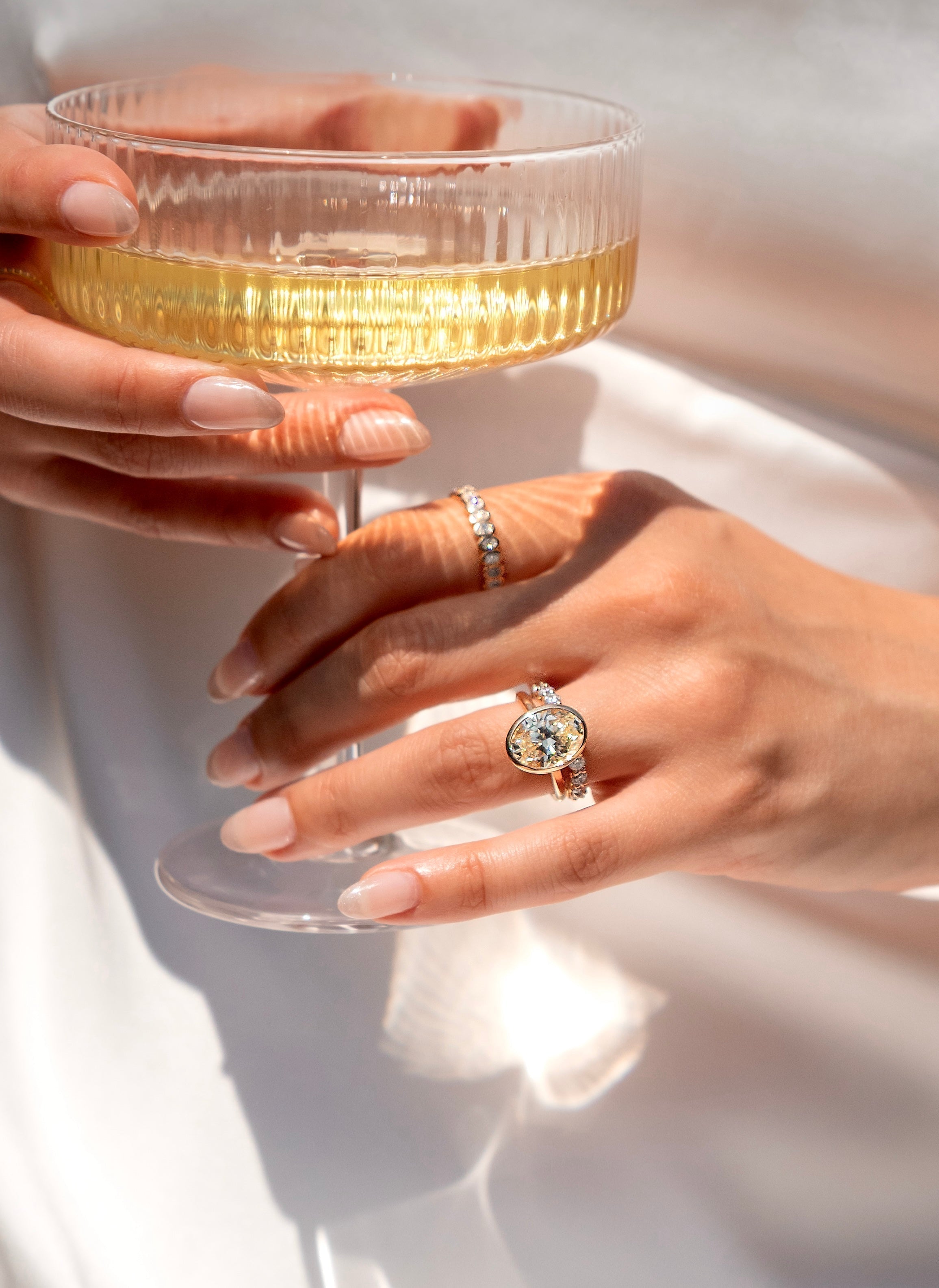 Oval Bezel Lab Grown Diamond Engagement Ring