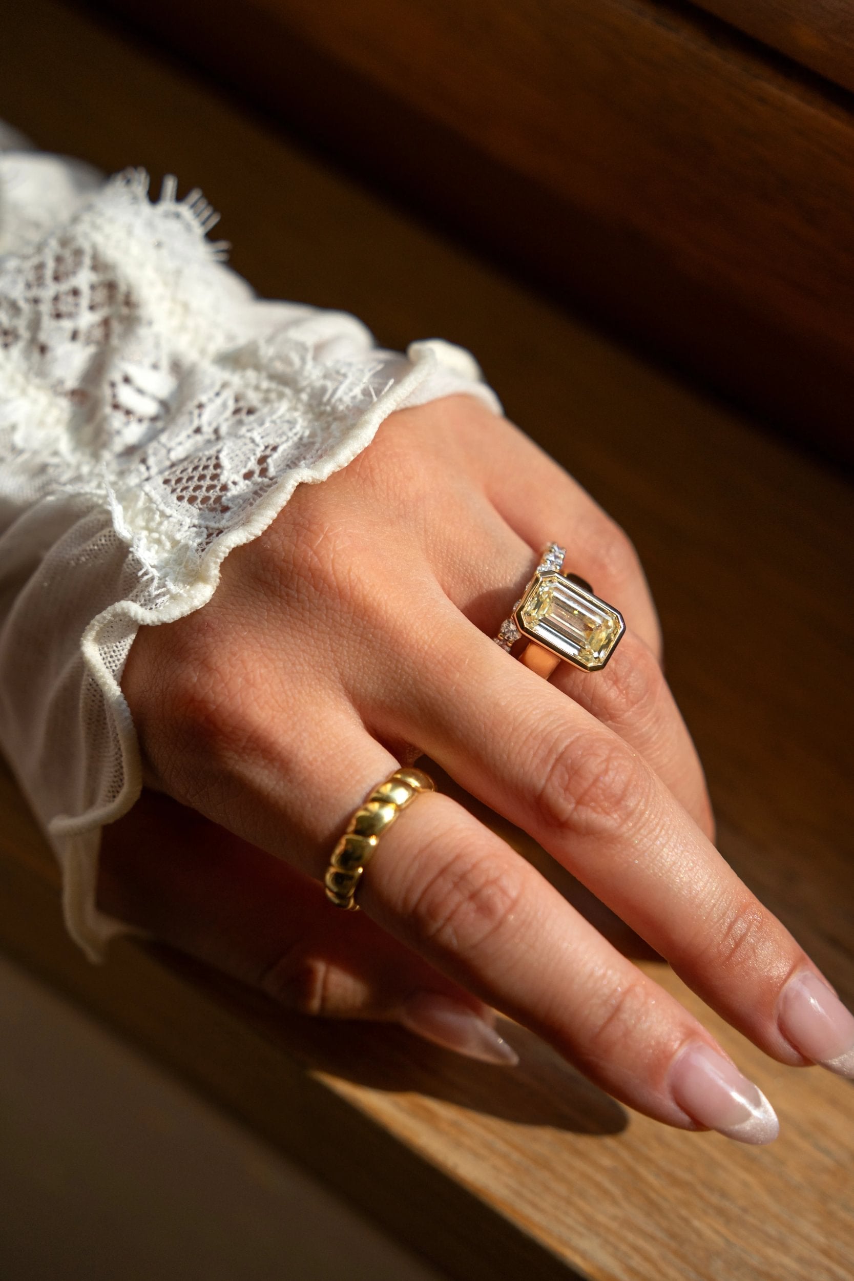 Oval Bezel Lab Grown Diamond Engagement Ring