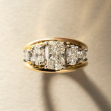 1 CT Elongated Cushion Cluster Lab Grown Diamond Engagement Ring