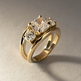 1 CT Cushion Three Stone Lab Grown Diamond Engagement Ring