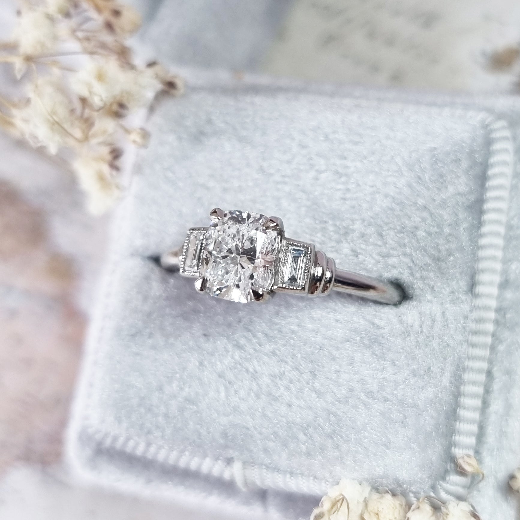 1.0 CT Cushion Three Stone Lab Grown Diamond Engagement Ring
